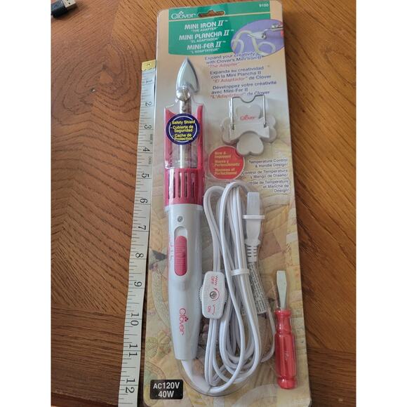 NEW Clover Mini Iron II "The Adapter" Set AC120V 40W #9100 Sewing Quilting Craft - Picture 7 of 9